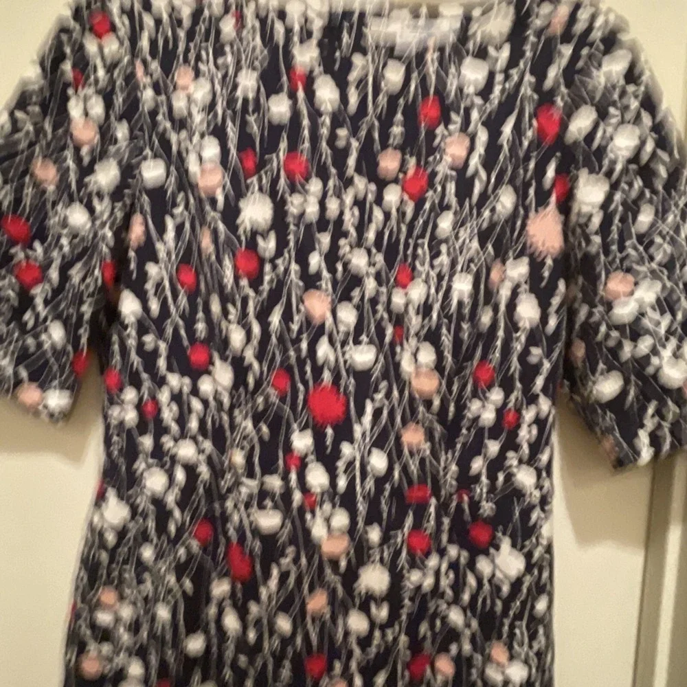 Boden Navy Floral Print Cotton Sleeve Sheath Dress Size US 8R Preppy Classic - Picture 2 of 12